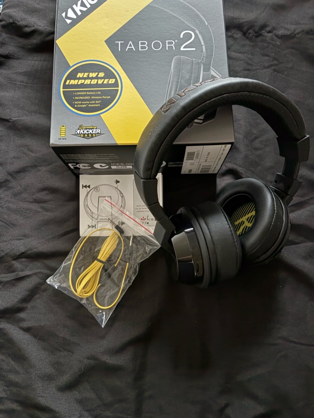 Kickers Tabor 2 Black and Yellow Wireless Over-Ear Headphones